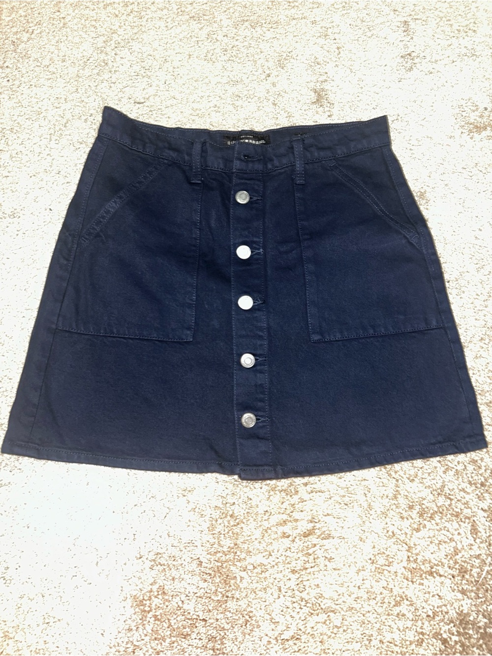 Lucky Brand Navy Button-Front A-Line Mini Skirt